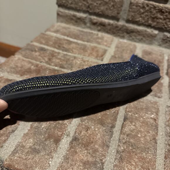 Rothys The Loafer Metallic Lattice Navy Blue Flats Size 9.5 - Picture 9 of 16